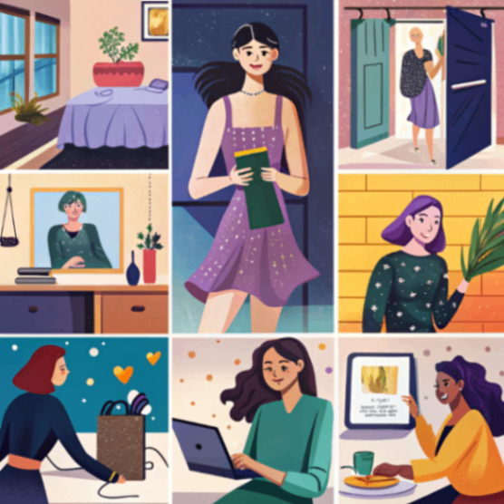 Ilustracje stylizowane na życie codzienne